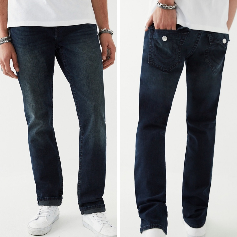 Men’s True Religion Geno Big T Stitch Slim Jeans Size 44
